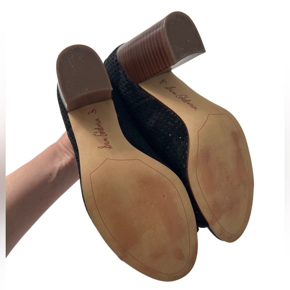 Sam Edelman Easton Black Genuine Leather Perforated Lagenlook boho boots 6.5 - Picture 10 of 11